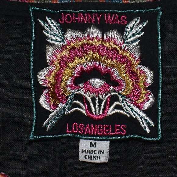 Johnny Was Burke Black Embroidered Cap Sleeve Tunic Dress, Size Medium - Picture 8 of 12